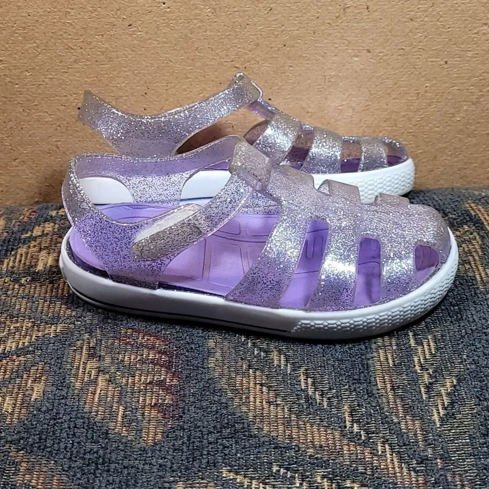 Wonder Nation Girls Purple Glitter Jelly Sandals  Size 9